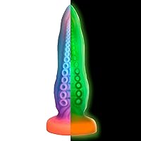 Tenta-Cock Glow-in-The-Dark Dildo for Men, Women & Couples. Firm and Flexible, Strong Suction Base, Fantasy Dildo, Unique Texture. Phthalate-Free & Body-Safe Silicone. 1 Piece, Blue