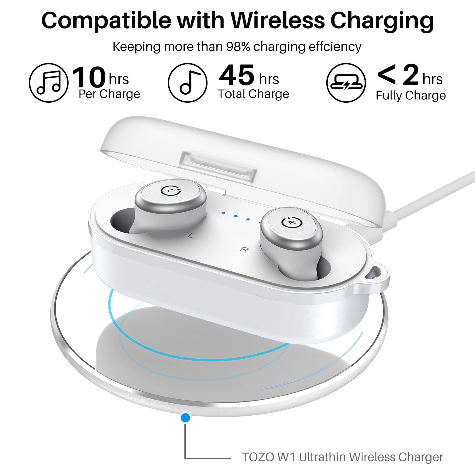 Mua TOZO T10 Bluetooth  Wireless Earbuds with Wireless Charging Case  IPX8 Waterproof Stereo Headphones in Ear Built in Mic Headset Premium Sound  with Deep Bass for Sport White (2022 Upgraded) trên
