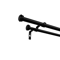 Exclusive Home Topper Double Curtain Rod and Finial Set, Matte Black, 36