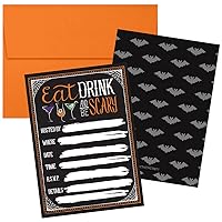 DISTINCTIVS Halloween Party Invitations- Eat Drink and Be Scary - 12 Cards with Envelopes