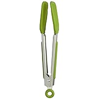 Tovolo Mini Turner, Flat Head, Easy-Lock Mechanism, Non-Slip Grip Tongs Grilling, BPA-Free & Dishwasher Safe Silicone Cooking Utensils, B00JQN1XF8, Spring Green