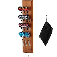 Viper Dart Caddy Solid Wood Wall Mounted Dart Holder/Stand with Accessory Storage Bag, Displays 4 Sets of Steel/Soft Tip Darts, Compatible with All Sisal & Electronic Dartboards, Surrounds & Cabinets