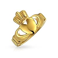 Personalize Unisex Heart Band BFF Celtic Irish Friendship Couples Promise Claddagh Ring For Men Women Teen Silver Gold Tone Stainless Steel Customizable