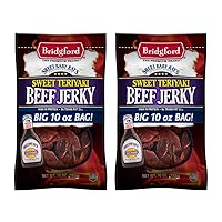 Bridgford Sweet Baby Ray's High Protein Beef Jerky, Low Carb Snack, Low Calorie, Keto Friendly, Sweet Teriyaki Flavor, 10 oz (Pack of 2)