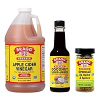Bragg Original 64oz Apple Cider Vinegar, Sprinkle, and Coconut Aminos, All Purpose Seasoning, 10 Oz, Single