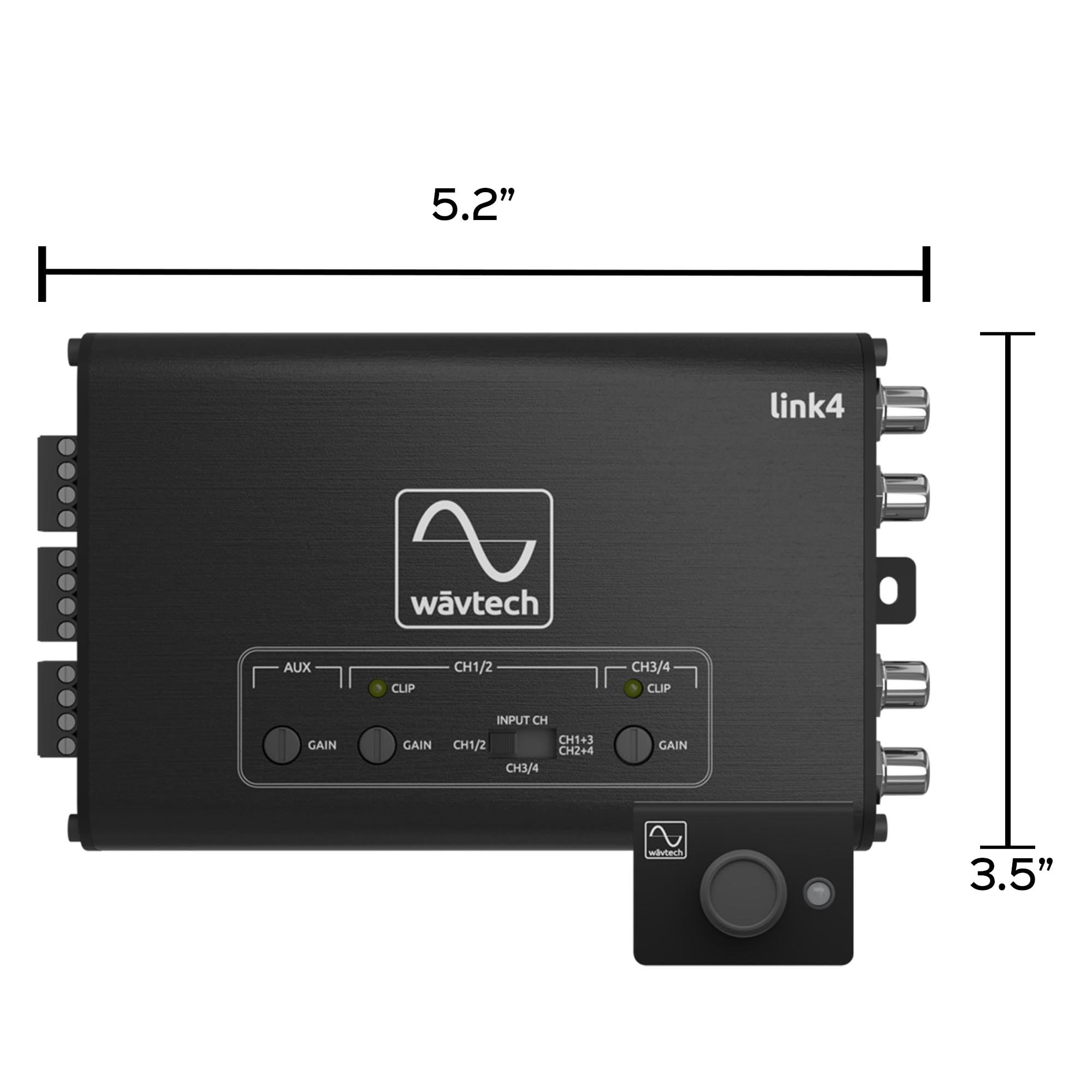 Wavtech link4-4-Channel Line Output Converter with AUX Input, Signal Summing and Remote
