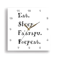 3dRose Wall Clock Silent - 13 inch - Eat Sleep FA arapu Repeat Faarapu Tahitian Dance Steps Ori Tahiti Gift - Hawaii