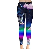 CowCow Womens Animal Unicorn Cats Fancy Outer Space Galaxy Wonderland Castle Stretchy Leggings, XS-5XL