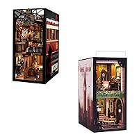 Fsolis DIY Book Nook Kit, DIY Miniature House Kit Booknook Kit Bookshelf Decor Book Nook Shelf Insert DIY Bookends DIY Miniature Dollhouse Kit with Dust Cover Book Nook Kits for Adults Train Myste