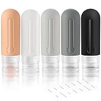 Travel Bottles for Toiletries 3 oz with Labels Silicone Leak Proof Travel Size Containers for Shampoo Lotion Refillable Travel Bottles Portable Size as Reusable Travel Accessories 5 pack