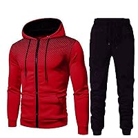 Men's Hooded Athletic Tracksuit Casual 2 Pieces Suits Polka Dots Hoodies Zip Up Sweatshirt Sweatpants Set Outfit