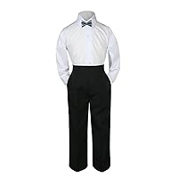 3pc Shirt Black Pants Bow Tie Set Baby Toddler Kid Boy Party Wedding Suit Sm-4T
