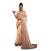 Peach Designer Heavy Bridal & wedding Indian Woman's IMPORTED Sari dimaond & Sequin Saree Blouse hit 3240