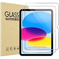 2 Pack Screen Protector for iPad 10.9 10th Generation 2022 A2696/A2757/A2777, Tempered Glass Film Guard for 10.9