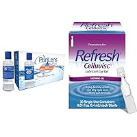 Purilens Plus Preservative Free Contact Lens Saline (12 Pack) and Refresh Celluvisc Lubricant Eye Gel Drops (30 Count)