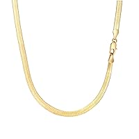 Wowshow Real Gold Plated Italian Snake Chain Necklace Flat Herringbone Choker Dainty Necklace Bracelet Set for Women 16-18-20 Inch