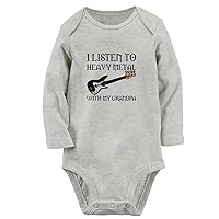 I Listen To Heavy Metal With My Grandpa Funny Rompers, Newborn Baby Bodysuits, Infant Jumpsuits, Kids One-Piece Outfits
