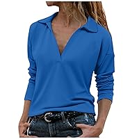 Women's Casual T Shirts 3/4 Sleeve V Neck Collared Tees Blouse Summer Tops 2024, S XXXL