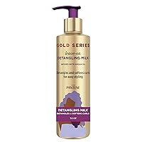 Gold Series Detangling Milk Hair Treatment for Curly Hair, Natural and Textured Hair, 7.6 Fl Oz Leave-On Hair Detangler Infused with Rich Argan Oil, Dye and Sulfate Free Formula