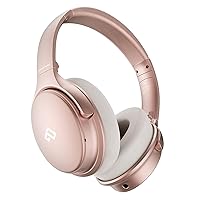 INFURTURE Rose Gold Active Noise Cancelling Headphones with Microphone Wireless Over Ear Bluetooth, Deep Bass, Memory Foam Ear Cups, Quick Charge 40H Playtime, for TV, Travel, Home Office