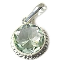 CHOOSE YOUR COLOR 8 Carat Round Shape Natural Green-Amethyst Gemstones Silver Pendant Locket