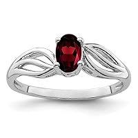 925 Sterling Silver Polished Open back Garnet Ring Jewelry Gifts for Women - Ring Size Options: 10 5 6 7 8 9