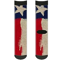 Buckle-Down Unisex-Adult's Socks Texas Flag C/U Distressed Painting Crew, Multicolor