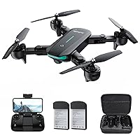 Drone with 1080P HD Camera for Beginners,WiFi FPV Video, 40 Mins Flight Time,Foldable Drone,Altitude Hold Mode, RTF One Key Take Off/Landing,3D Flips 2 Batteries, APP Control, Easy Toy for Kids & Adults