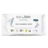 Eco by Naty, Baby Toilet Wipes, 56 Wipes (1 Pack of 56), Vegetable-Based Compostable Wipes with 0% Plastic; No Harmful Chemicals