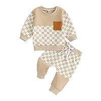 MERSARIPHY Infant Baby Boy Fall Outfits Baby Boy Girl Clothes Set Color Block Baby Sweatshirt Long Pants with Pockets