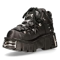 New Rock Newrock 106 S1 Unisex Metallic Black Classic Leather Biker Gothic Boots