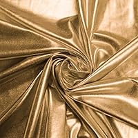 Texco Inc Solid 2-Way Stretch Poly Spandex Medium Weight Metallic Fabric, Apparel Home DIY Projects, Gold 1 Yard