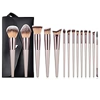 GMOIUJ 14 champagne makeup brushes with bag, 14 champagne set beauty tools