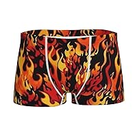 Boys Boxer Briefs, Burning Red Flame Teenagers Soft Cotton Briefs Boys Mid-Rise Boxer Briefs