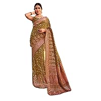 Mehendi Green Zari Weaving Wedding Ceremony Indian Woman wear Silk Saree Blouse Thread Tassels Pallu Traditional Bollywood Sari 2299
