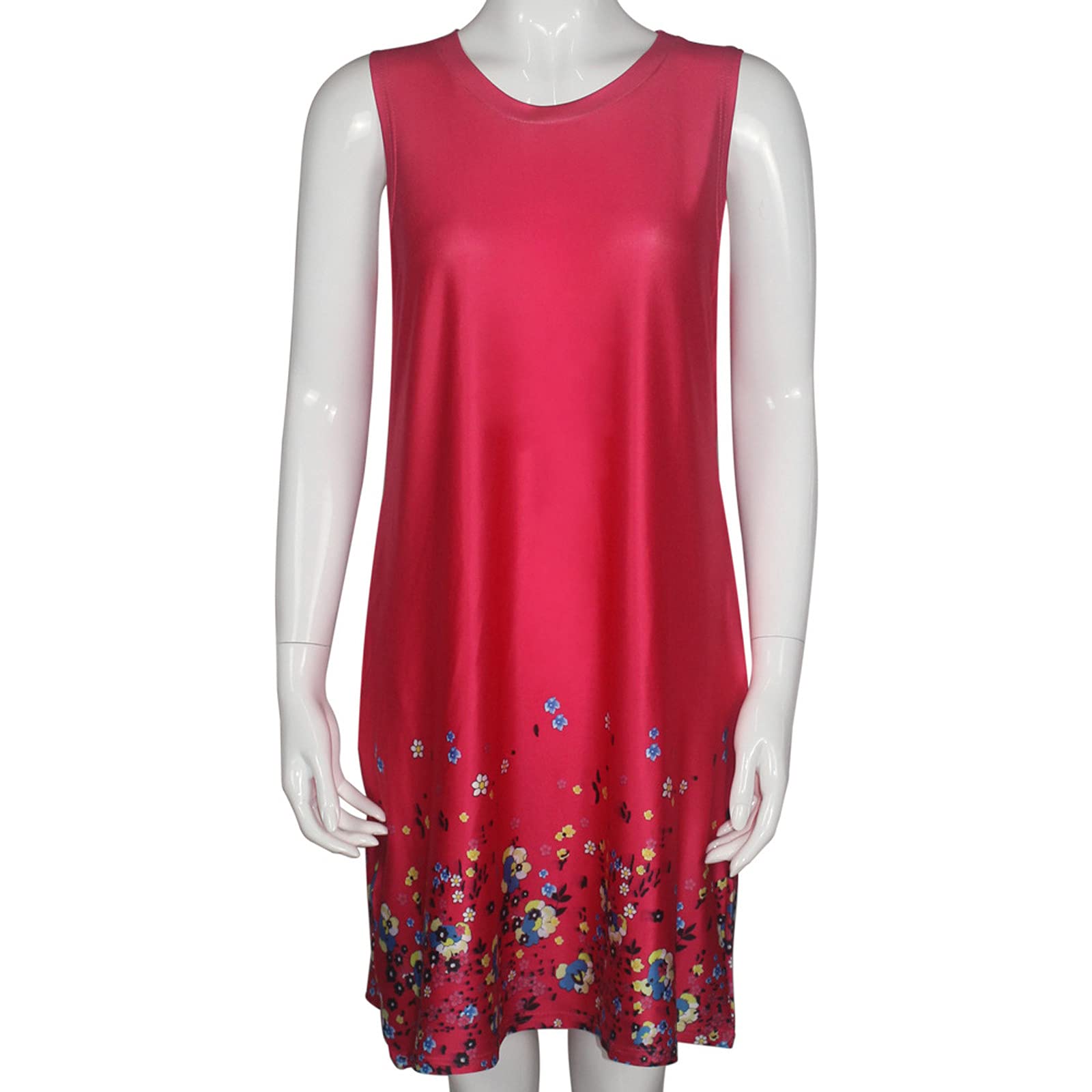 Women's Travel Essentials Casual Tank Sleeveless Vest Bohemian O-Neck Plus Size Dress Cute Summer Rompers