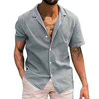 Mens Summer Casual Shirts Big and Tall Short Sleeve Button Down Shirts Wrinkle Free Vacation Hawaii Beach Shirts