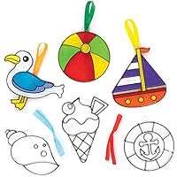 Baker Ross FE308 Seaside Suncatcher Craft - Pack of 10, Stained Glass Effect for Kids to Decorate and Display for Arts and Craft Activities