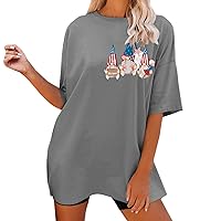 Crop Tops for Women with Sleeves Indian Women Casual Independence Day Print T Shirt Short Sleeve Shirt Loose B