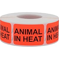 Animal in Heat Veterinary Labels 1 x 1.5 Inch 500 Total Stickers