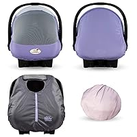 CozyBaby Combo Pack with Mesh Sun & Bug Cover & Lightweight Spring with Elasticized Edge, Rhapsody Purple
