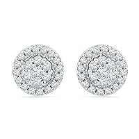 DGOLD 10KT White Gold Round Diamond Flower Fashion Earring (1/2 cttw)