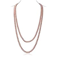 JYX Pearl Long Strand Necklace Natural 8-9mm Pink Cultured Freshwater Pearl Necklace 48