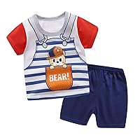Toddler Boys' 2Pcs Playwear Set Cartoon Croc/Dino/Car Print T-Shirt Short Sleeve Tops & Shorts Summer Outfits