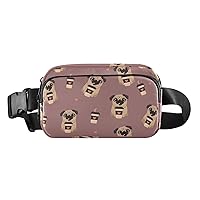 ALAZA Pug Dog with Coffee Pattern Belt Bag Waist Pack Pouch Crossbody Bag with Adjustable Strap for Men Women College Hiking Running Workout Travel