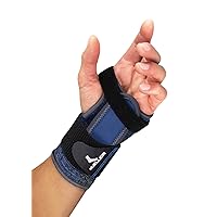 MUELLER Sports Medicine Reversible 3-in-1 Wrist Brace with Splint, For Men and Women, Black/Blue, One Size