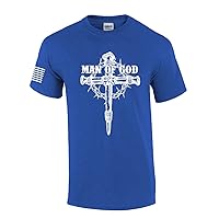 Man of God Nail Cross Crown of Thorns Mens Christian Short Sleeve T-Shirt Graphic Tee