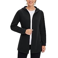 BALEAF Women's Long Fleece Jacket Full Zip Polar Fleece Hoodie Soft Lightweight Winter Coat