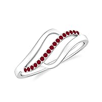 Natural 1mm Ruby Bypass Promise Ring for Women Girls in Sterling Silver / 14K Solid Gold