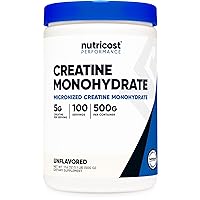 Nutricost Creatine Monohydrate Micronized Powder 500G, 5000mg Per Serv (5g) - Micronized Creatine Monohydrate, 100 Servings